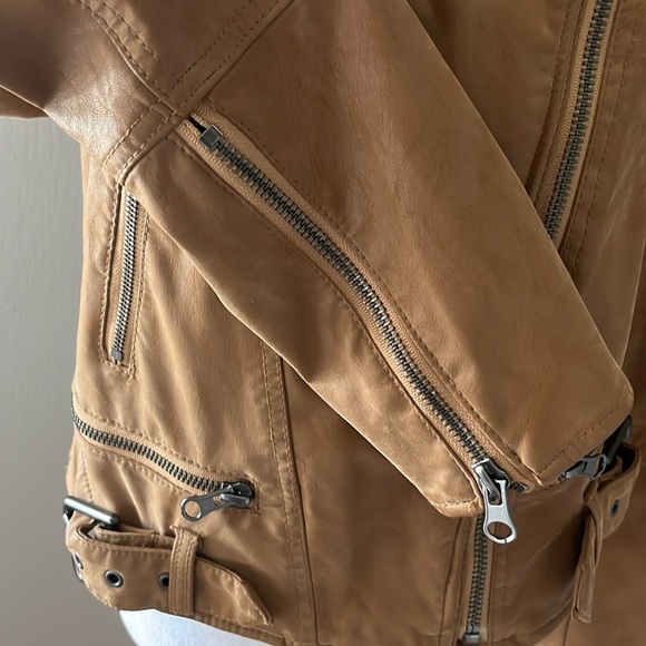 Free People Fenix Vegan Leather Brown Moto Jacket Size Small - Picture 10 of 16